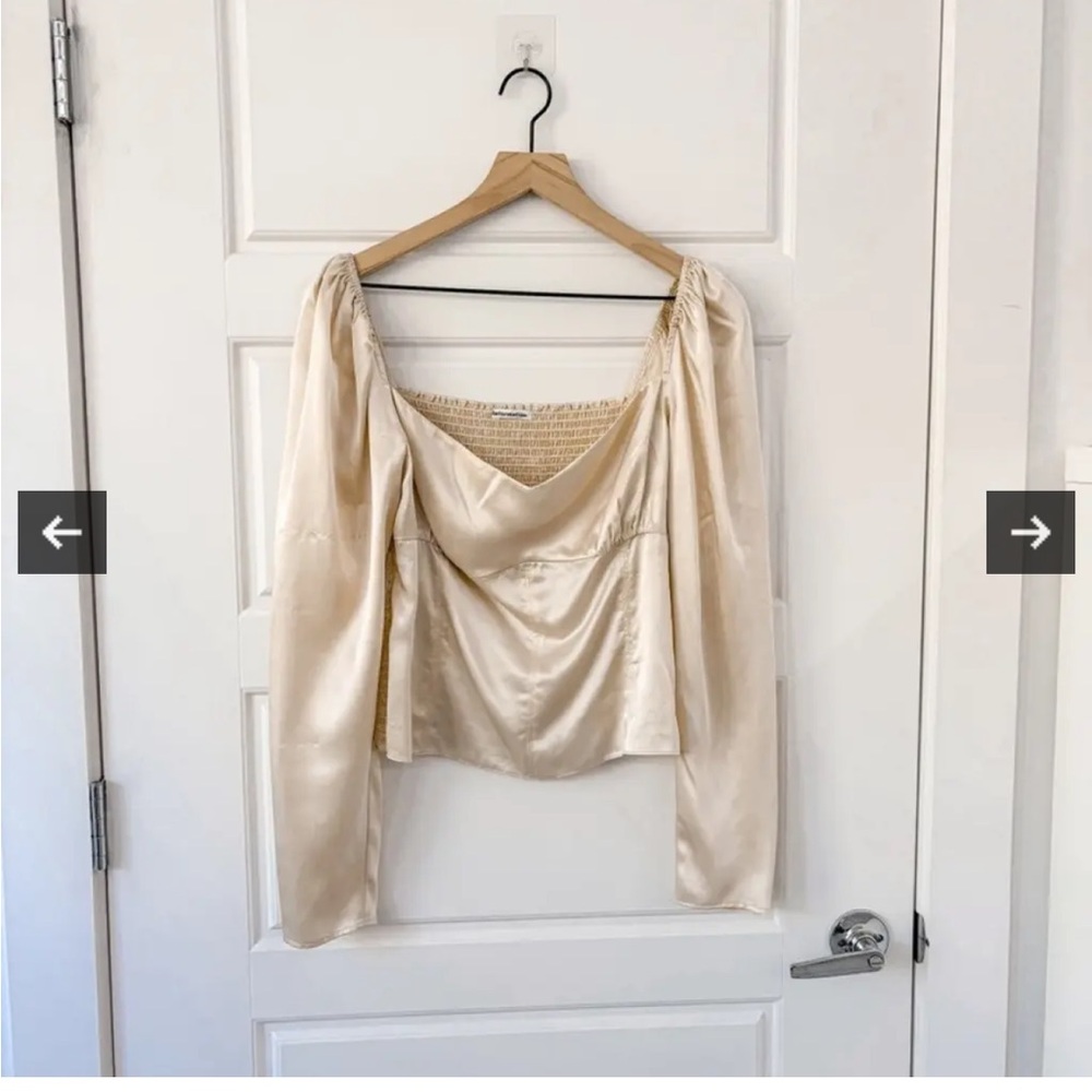 Reformation Roe light gold silk Blouse size 10 (fits like small/medium)